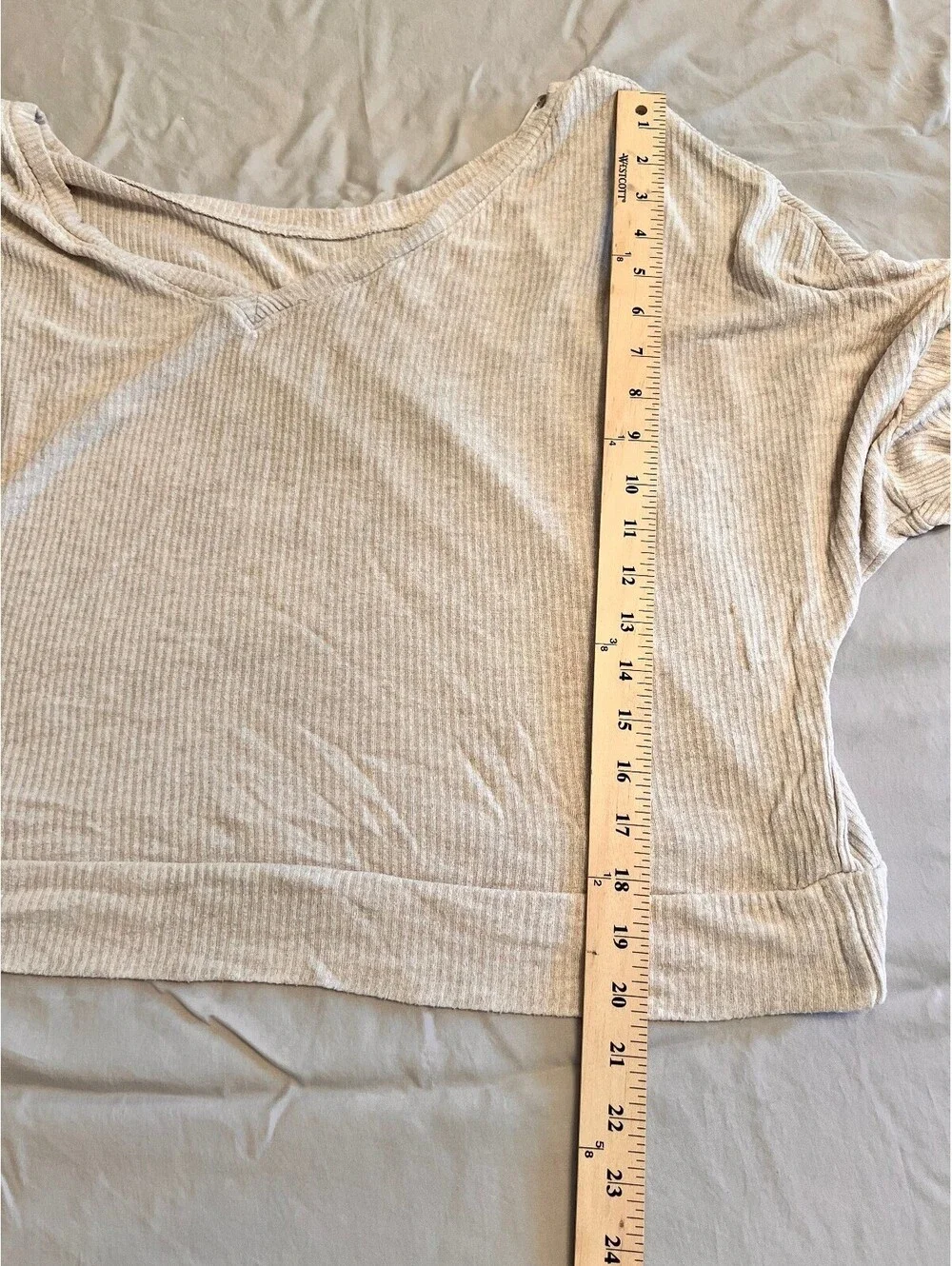 auden Beige Ribbed Long Sleeve Crop Top Sleepwear XL